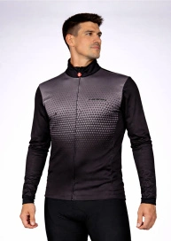 Веломайка HORH лонгслив утепленная с флисом черно-серый