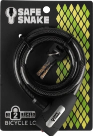 Велозамок SAFE SNAKE K01 12mm x120cm ключ черный велосипедные замки